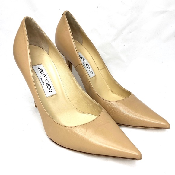 Jimmy Choo Shoes - JIMMY CHOO tan leather pointed toe pumps size 39.5